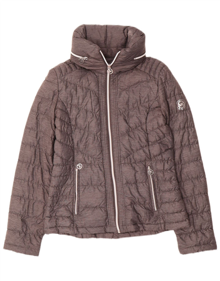 Michael Kors Damen Wattierte Jacke UK 10 Small Graues Nylon