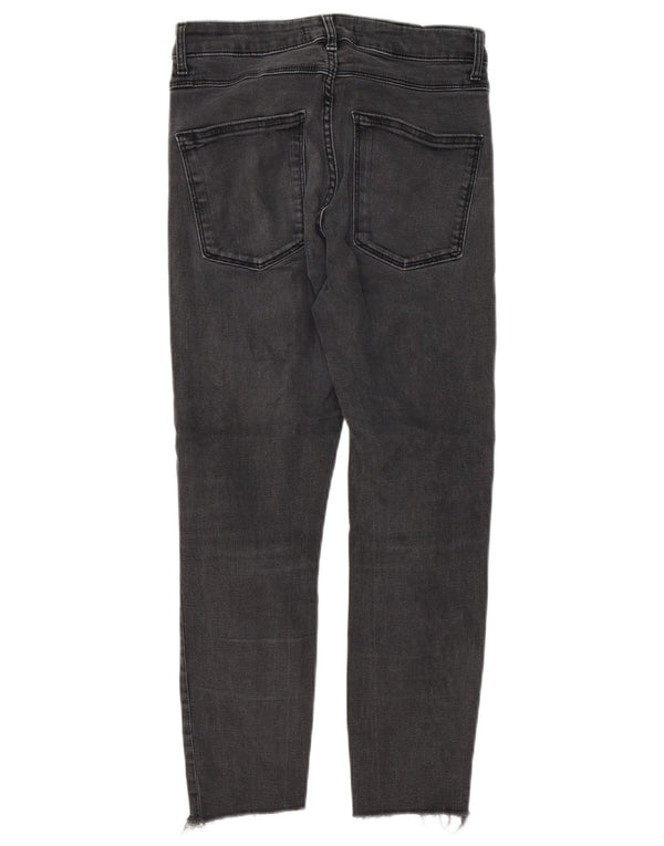 Zara Damen Röhrenjeans, kurz geschnitten, EU 38, Größe S, W28, L24, graue Baumwolle