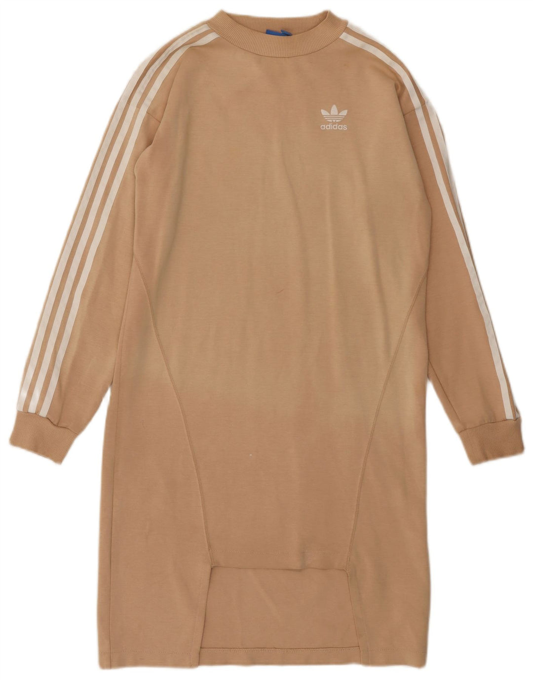 ADIDAS Damen Langarm-Sweatshirt-Pulloverkleid UK 6 XS Beige Baumwolle