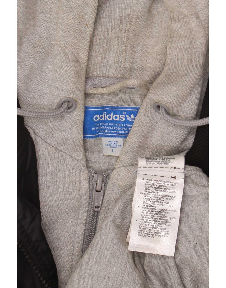 Adidas Herren-Bomberjacke mit Kapuze, UK 40, groß, schwarzes Colourblock-Polyester