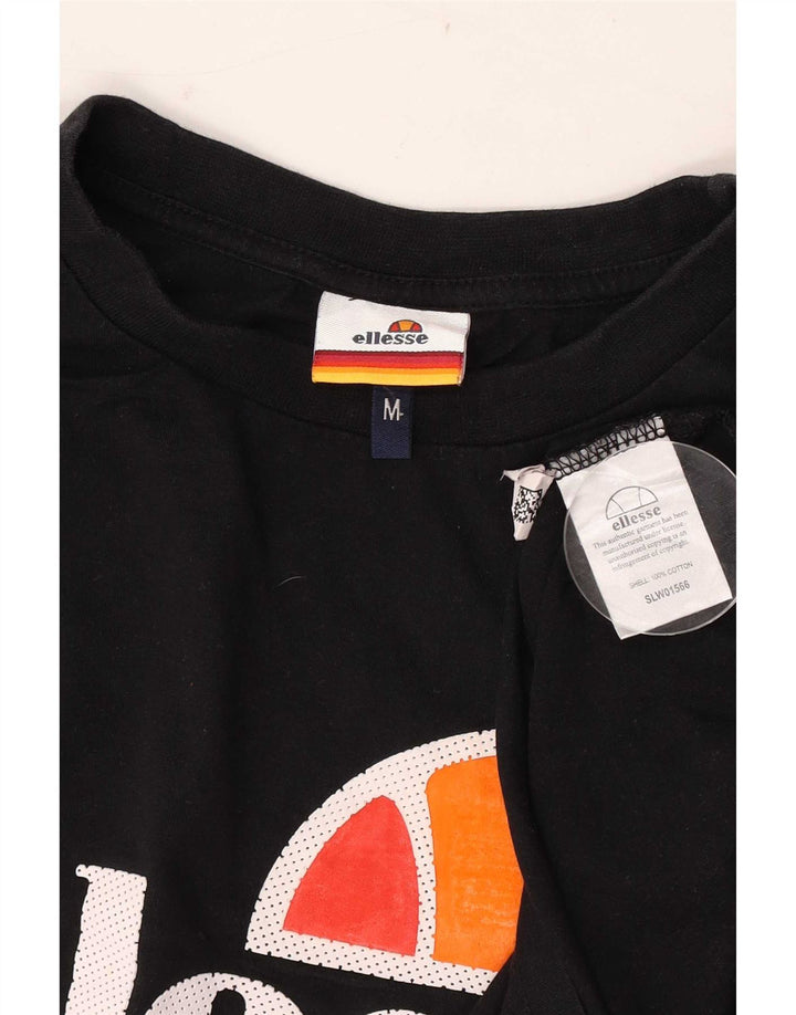 Ellesse Herren-Grafik-T-Shirt-Oberteil aus mittelschwarzer Baumwolle