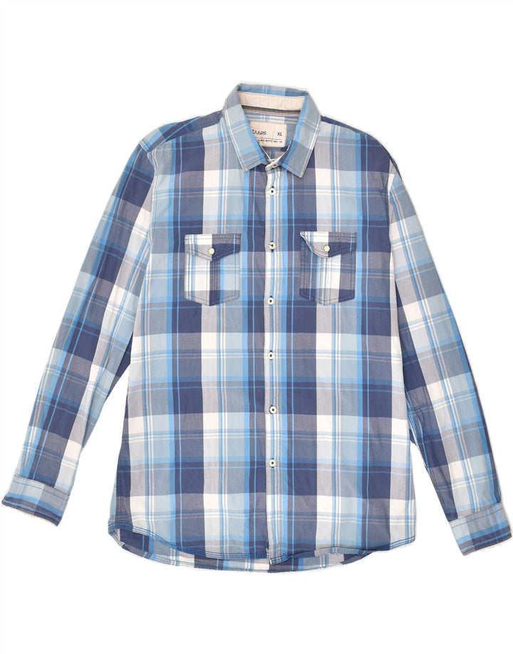 JULES Mens Fitted Shirt XL Blue Check Cotton | Vintage Jules | Thrift | Second-Hand Jules | Used Clothing | Messina Hembry 