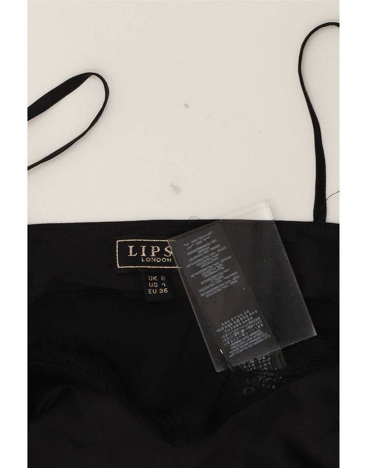 LIPSY Womens Crop Cami Top UK 8 Small Black Polyester Vintage Lipsy and Second-Hand Lipsy from Messina Hembry 