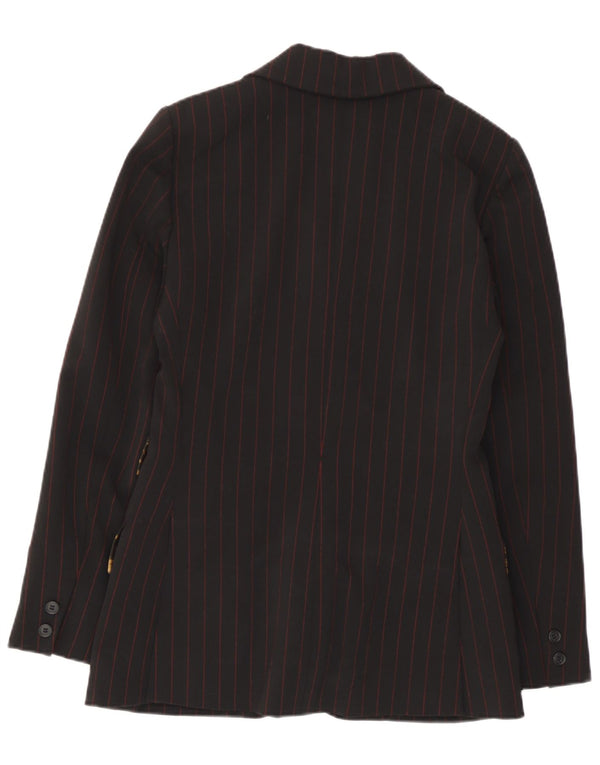 Vintage Damen 2-Knopf-Blazerjacke IT 42 Mittelschwarz gestreift