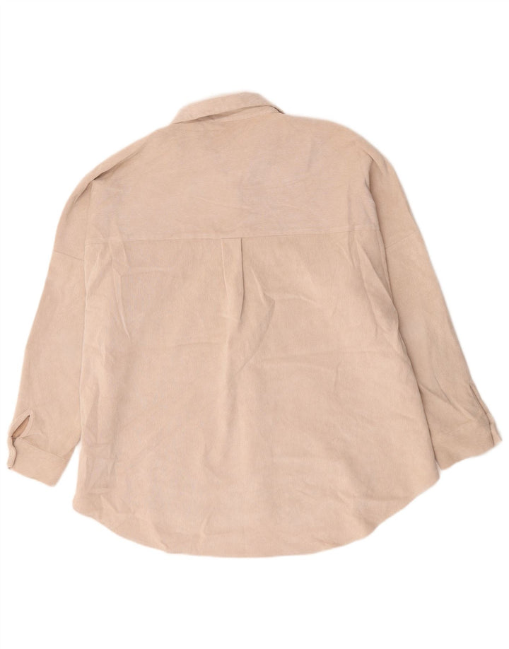 Zara Damen Übergroßes Hemd UK 18 XL Beige Polyester