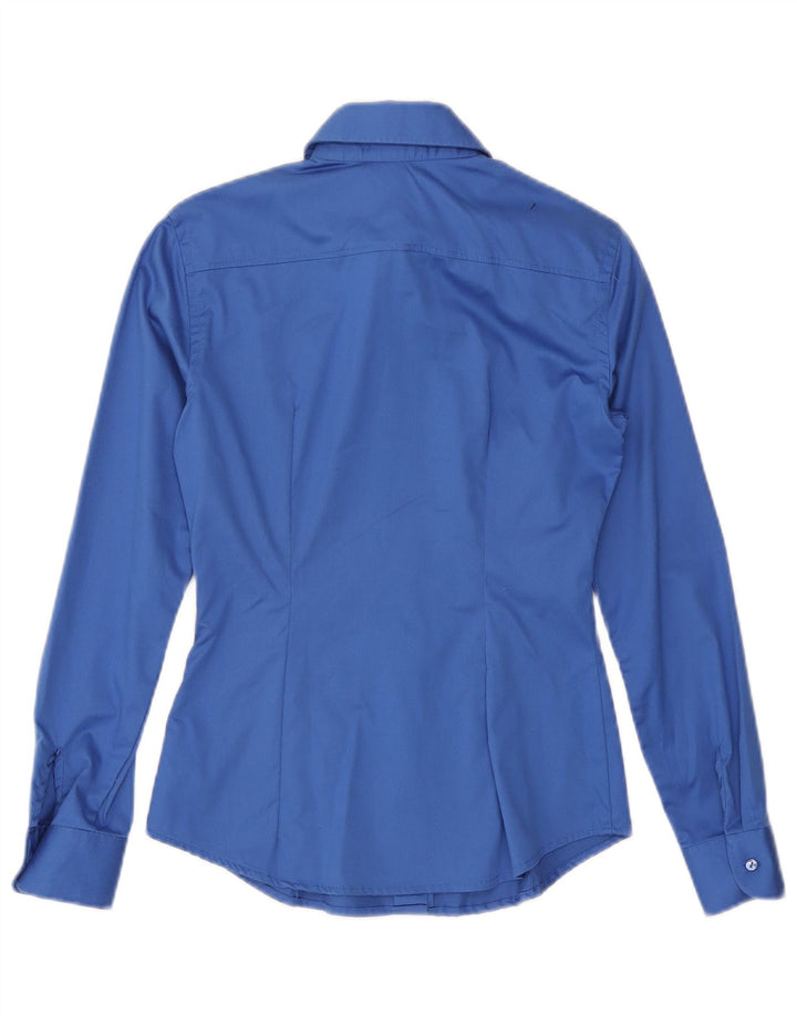 Naracamicie Damen-Hemd UK 12 aus mittelblauer Baumwolle