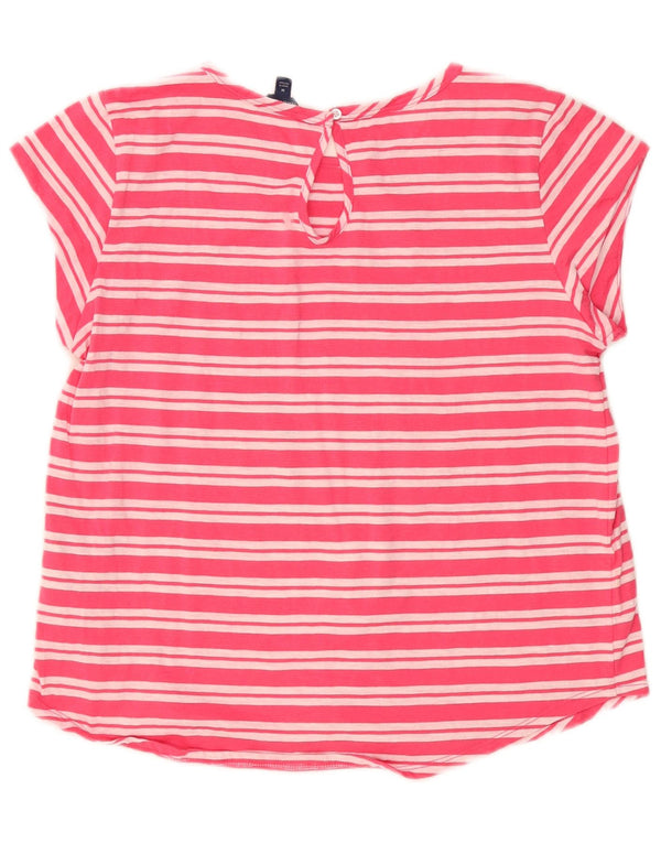 Nautica Damen T-Shirt Top UK 12 Mittelrosa gestreift aus Baumwolle