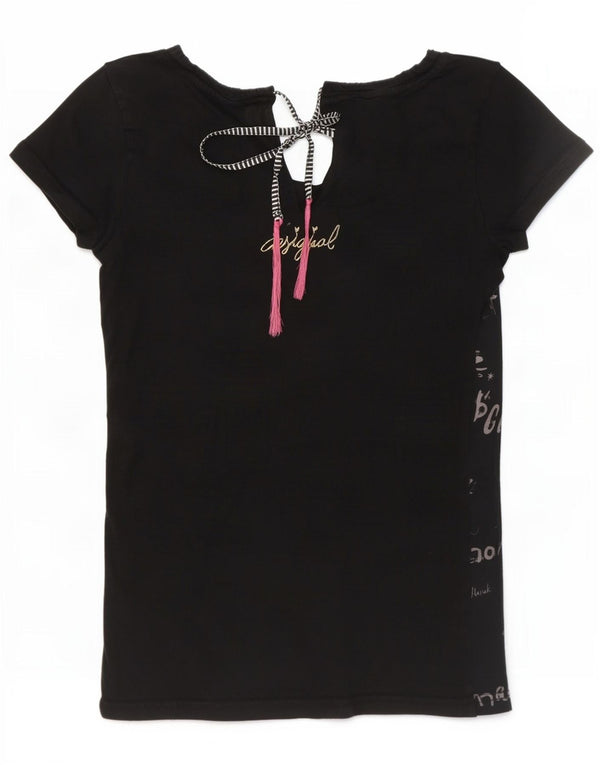 Desigual Damen Grafik T-Shirt Top UK 8 Small Black Heart