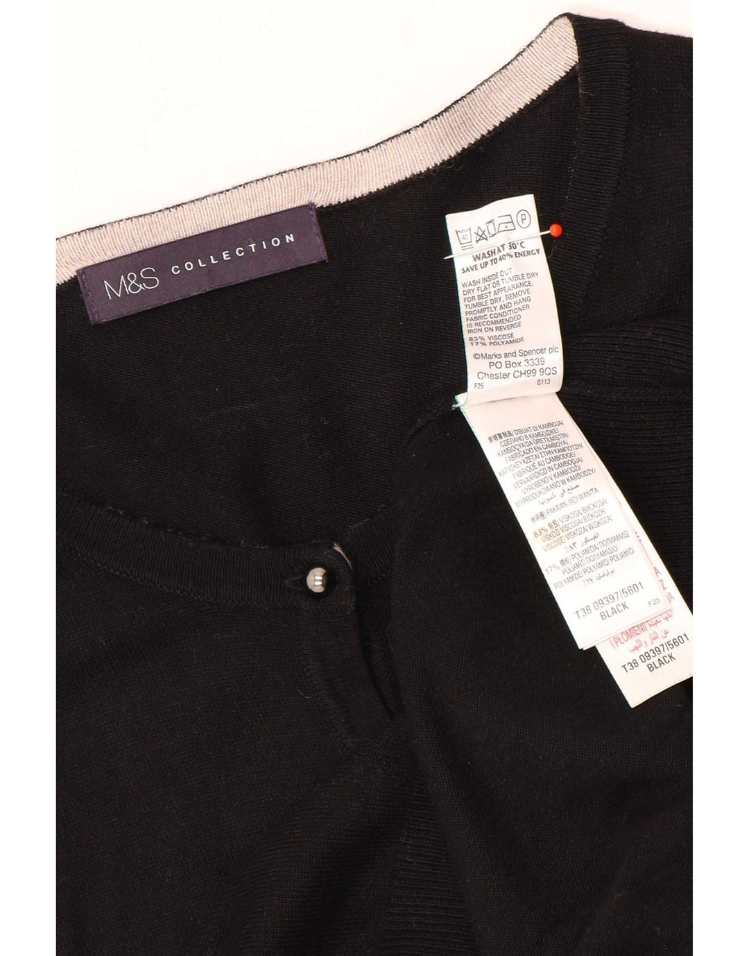 Marks & Spencer Damen-Cardigan-Pullover UK 14 Mittelschwarze Viskose