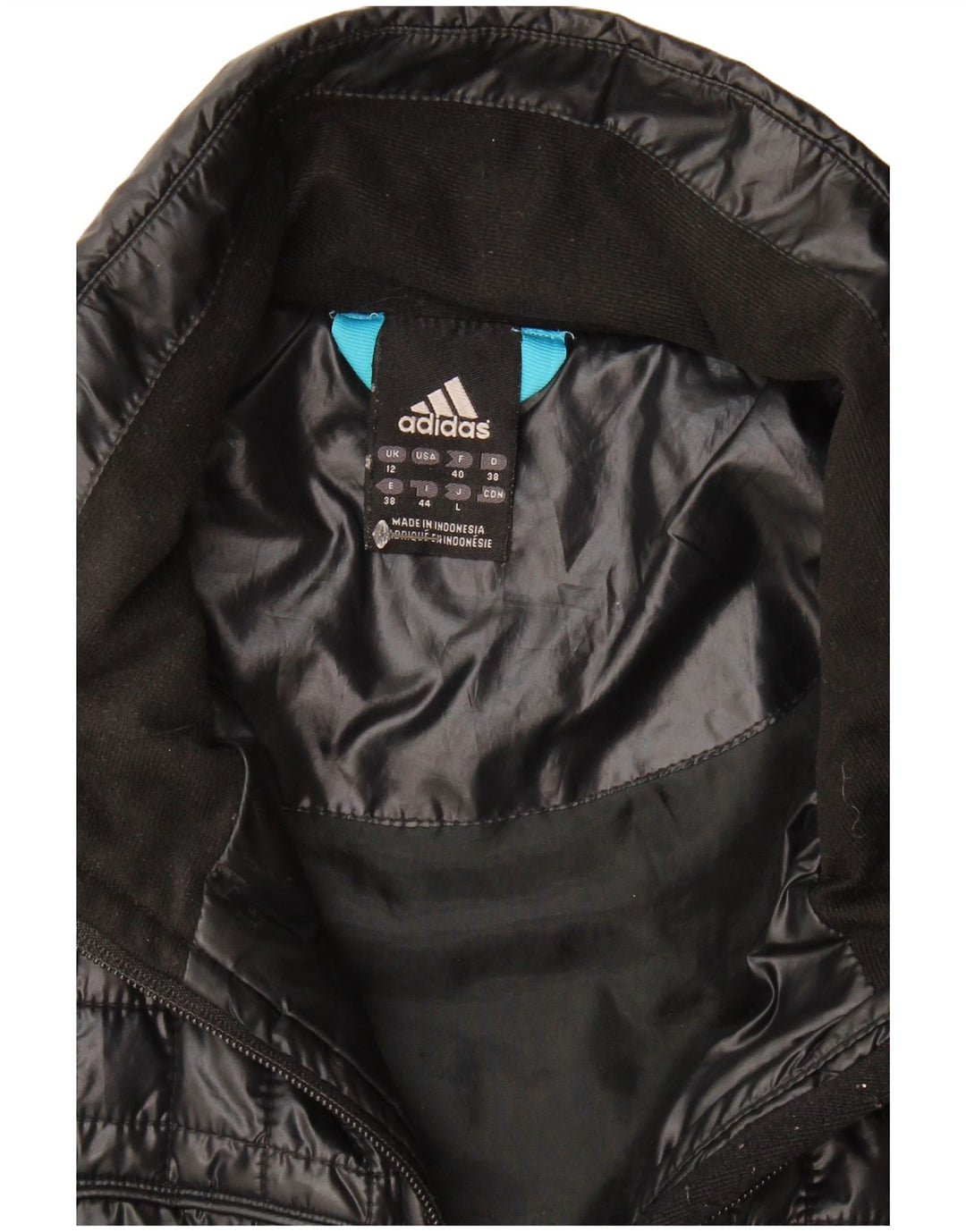 Adidas Damen Wattierte Jacke UK 12 Medium Schwarz Polyester