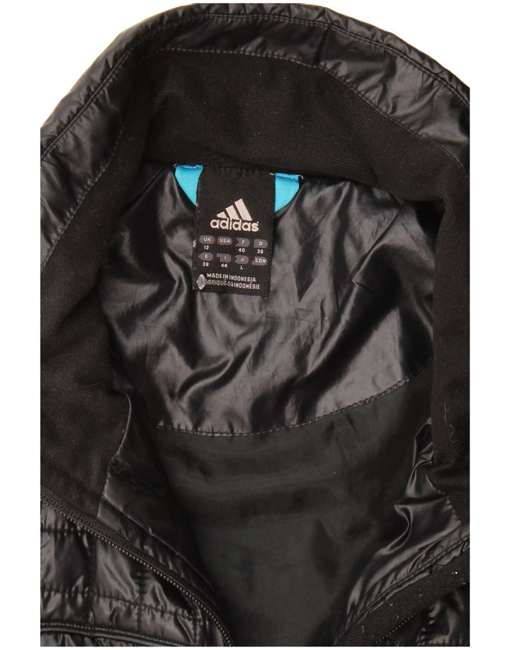 Adidas Damen Wattierte Jacke UK 12 Medium Schwarz Polyester
