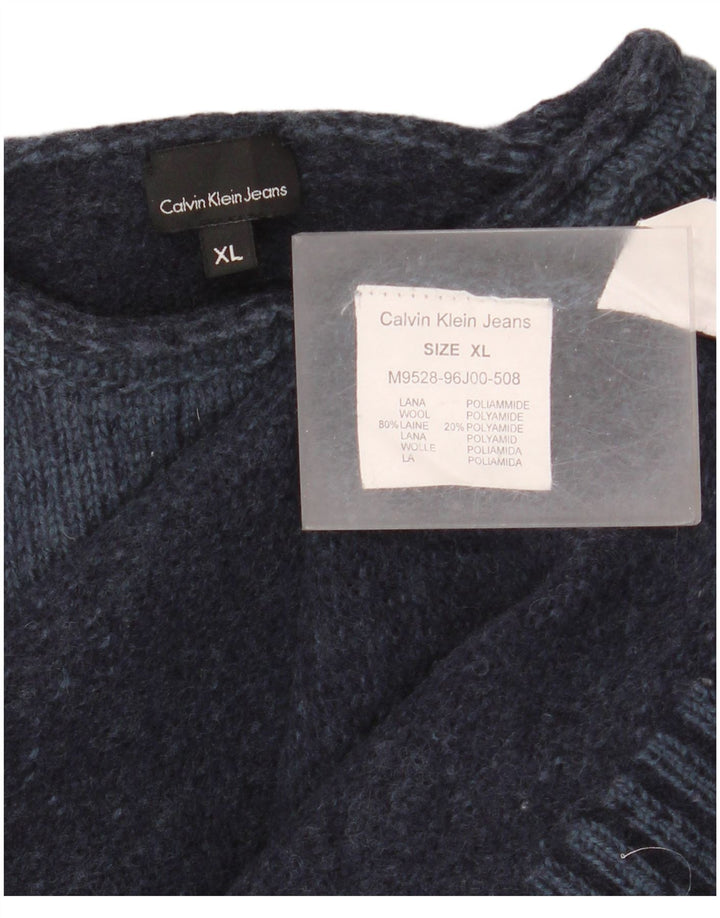 Calvin Klein Jeans Herren-Pullover mit Rundhalsausschnitt, XL, marineblaue Wolle
