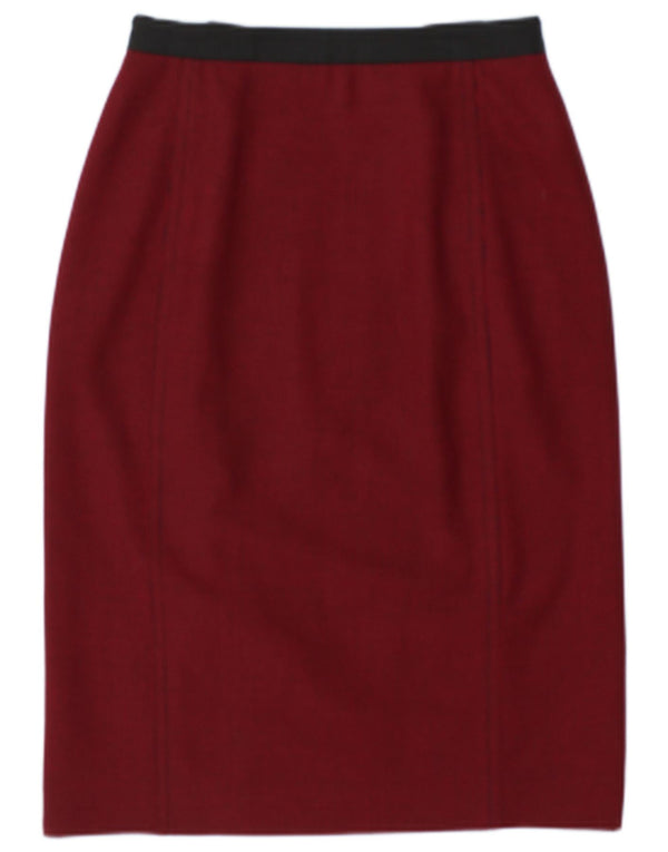 Jaeger Damen Bleistiftrock UK 8 Small W27 Burgunderrot Hahnentritt Polyester