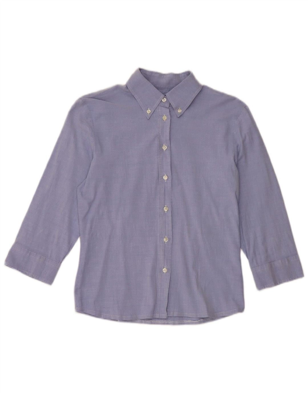 Benetton Damen-Hemd mit 3/4-Ärmeln, UK-Größe 10, Größe S, Blau, Baumwolle