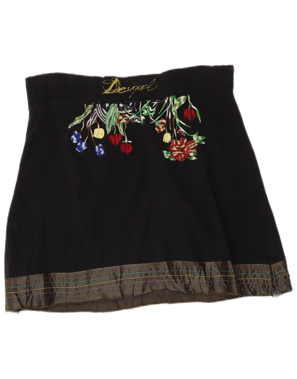 Desigual Damen Minirock Small W27 Schwarz geblümte Baumwolle