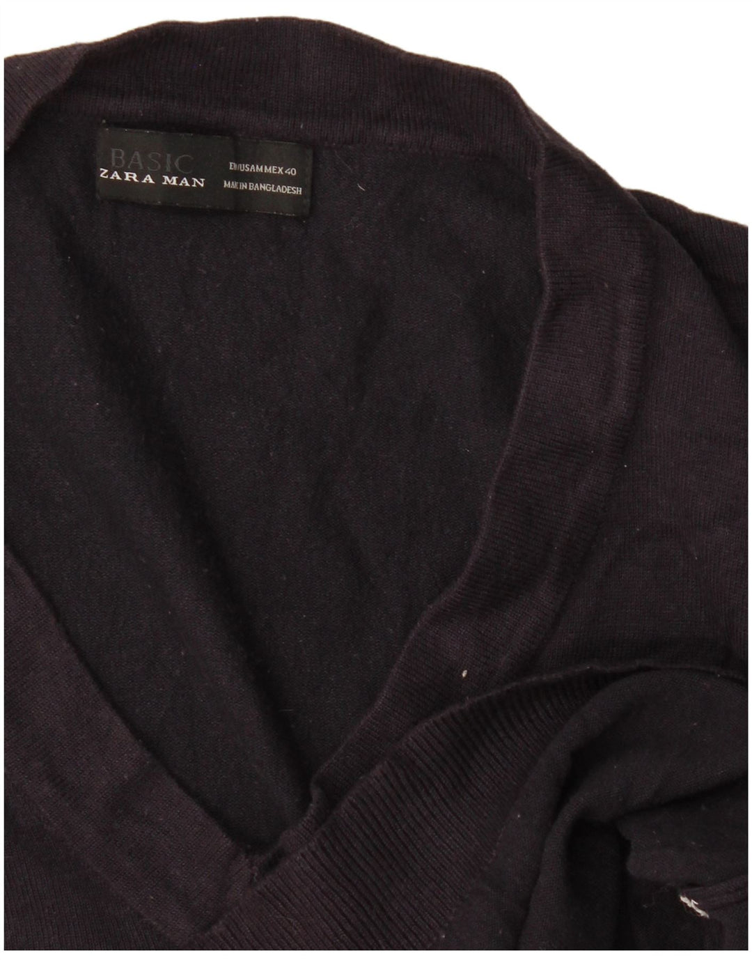 Zara Herren-Pullover mit V-Ausschnitt, mittleres Marineblau