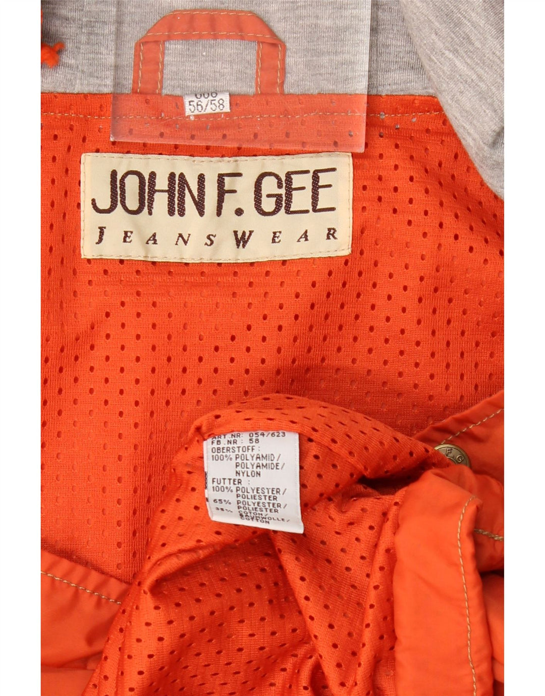JOHN F GEE Herren-Anorakjacke mit grafischer Kapuze, EU 56, 3XL, Orange, Polyamid