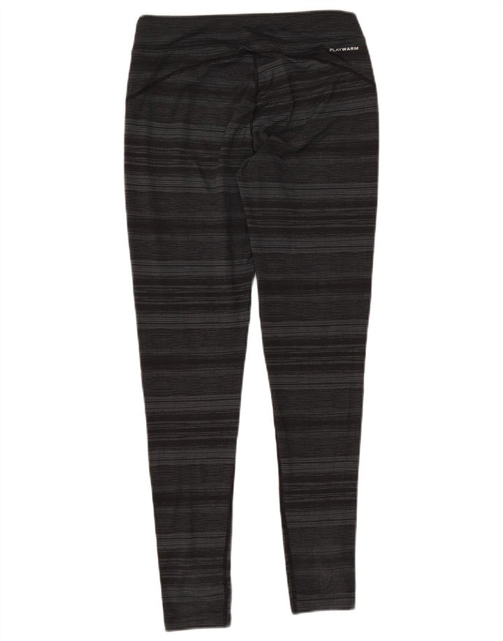 REEBOK Damen Leggings UK 10 Small Graues Nadelstreifen-Polyester