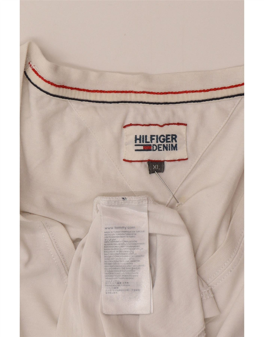 TOMMY HILFIGER Herren T-Shirt Top 2XL Weiße Baumwolle