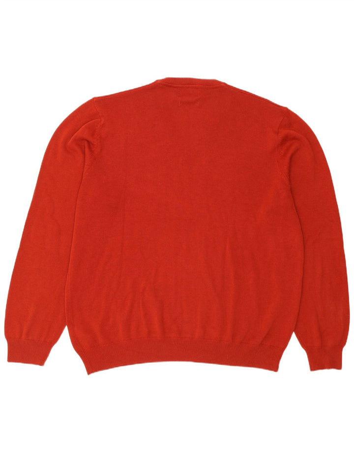 Marks & Spencer Herren-Pullover mit V-Ausschnitt, XL, rote Baumwolle