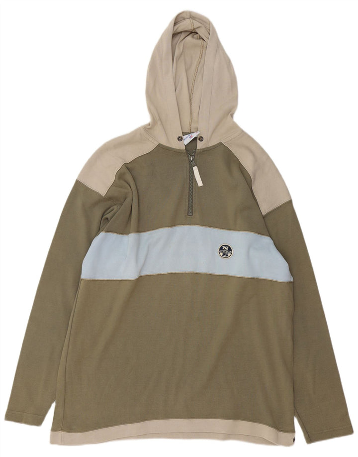 NORTH SAILS Herren-Oberteil mit Kapuze und Reißverschluss, langärmlig, mittelgrün, Farbblock
