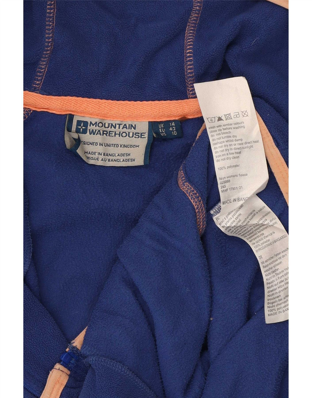 Mountain Warehouse Damen-Fleecejacke mit Kapuze, UK 14, Größe L, Blau, Polyester