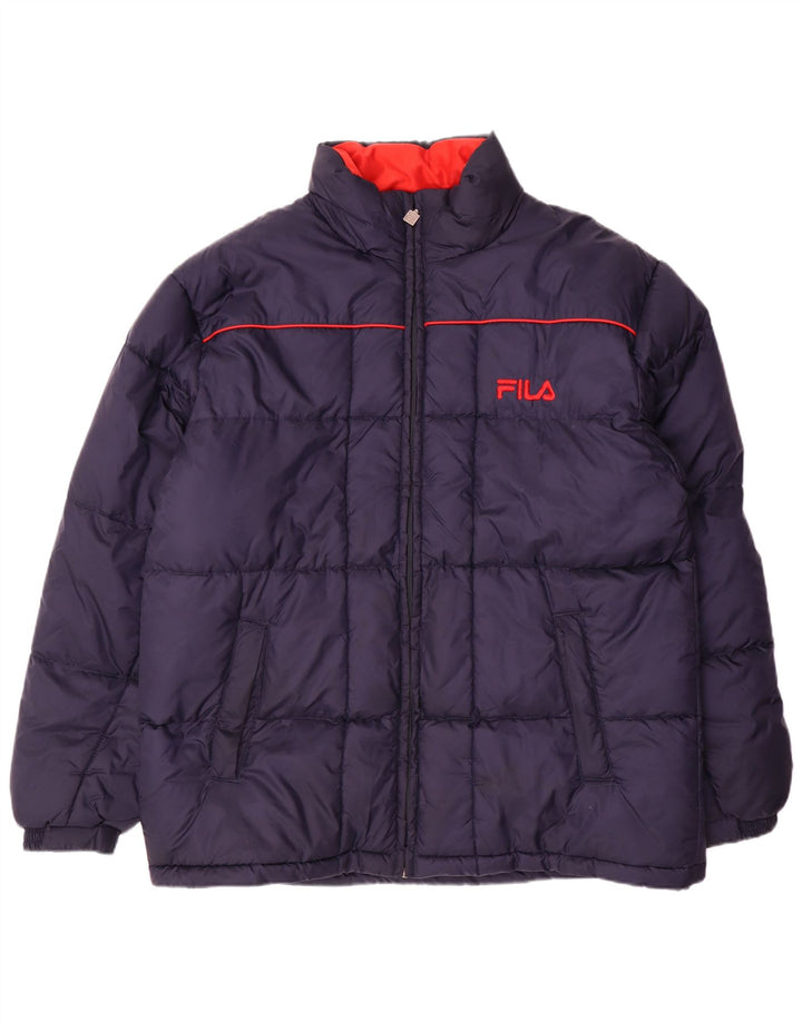 Fila Herren Wattierte Jacke UK 42 XL Marineblau Polyamid