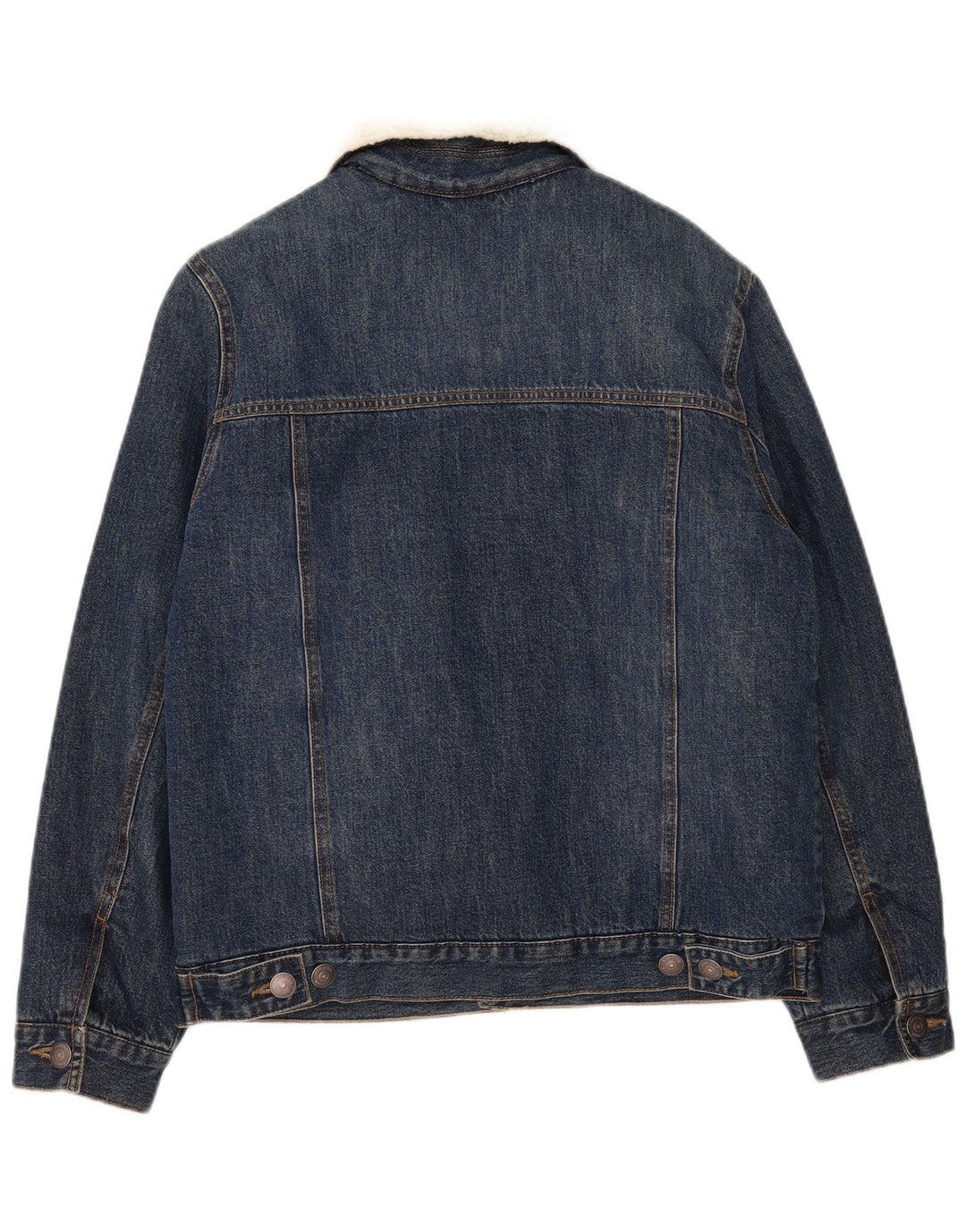 Kiabi Herren Denim Sherpa Jacke UK 38 Mittelblaue Baumwolle