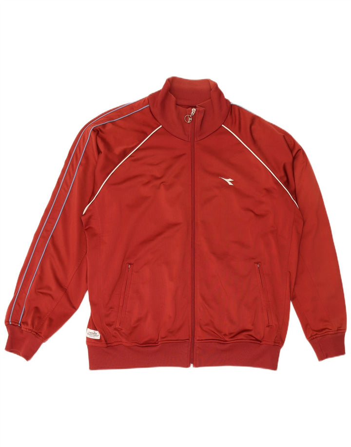 Diadora Herren-Trainingsanzug-Top-Jacke, UK 42, Größe L, rot, Polyester