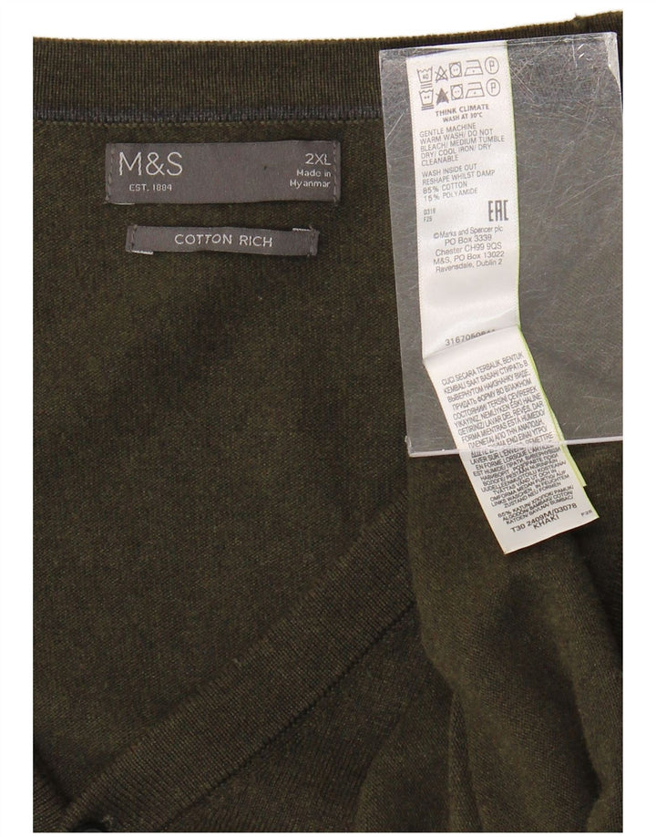 Marks & Spencer Herren Strickjacke 2XL Khaki Baumwolle