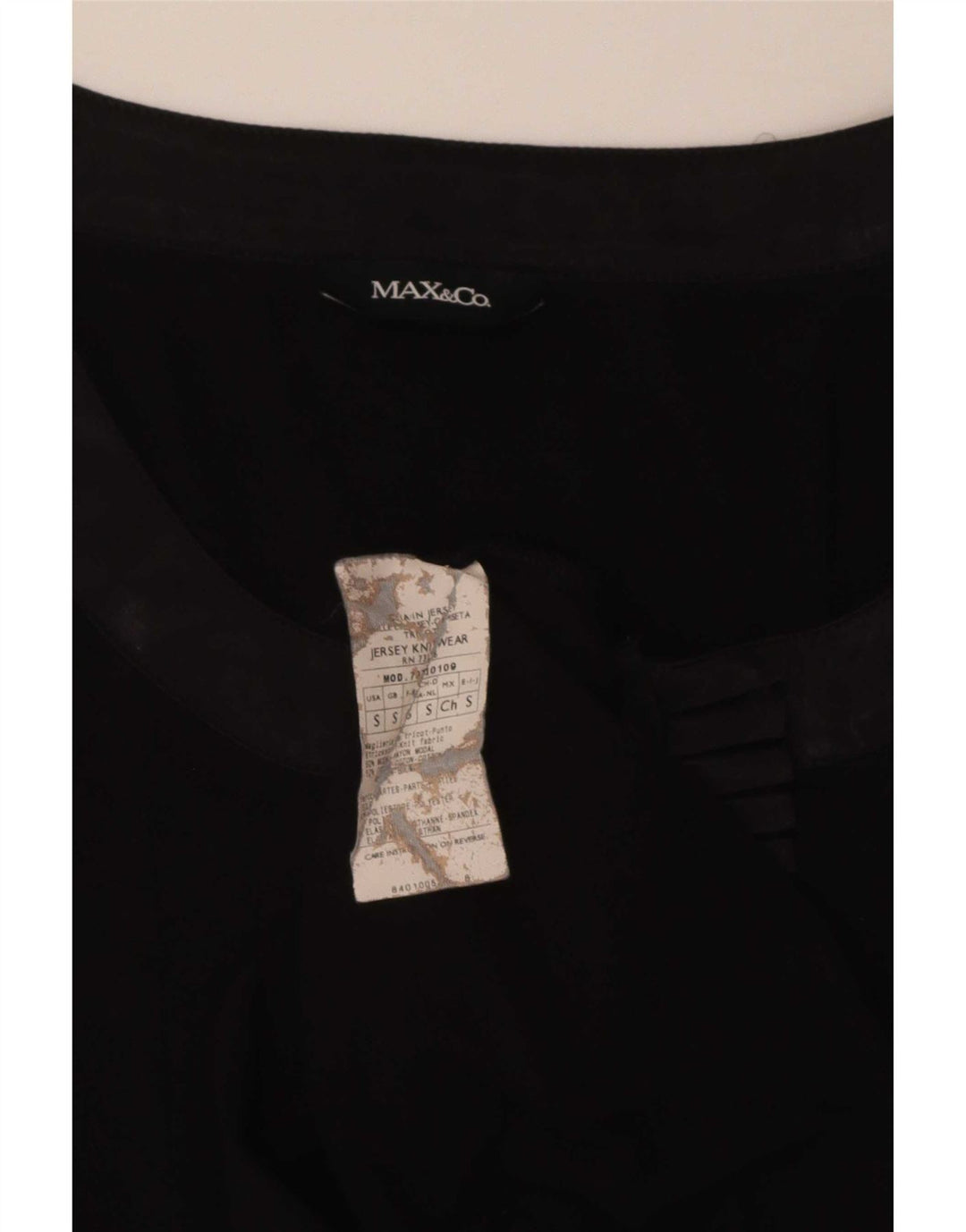 Max & Co. Damen-Top mit Rüschen vorne, 3/4-Ärmel, UK-Größe 8, Größe S, Schwarz, Polyester