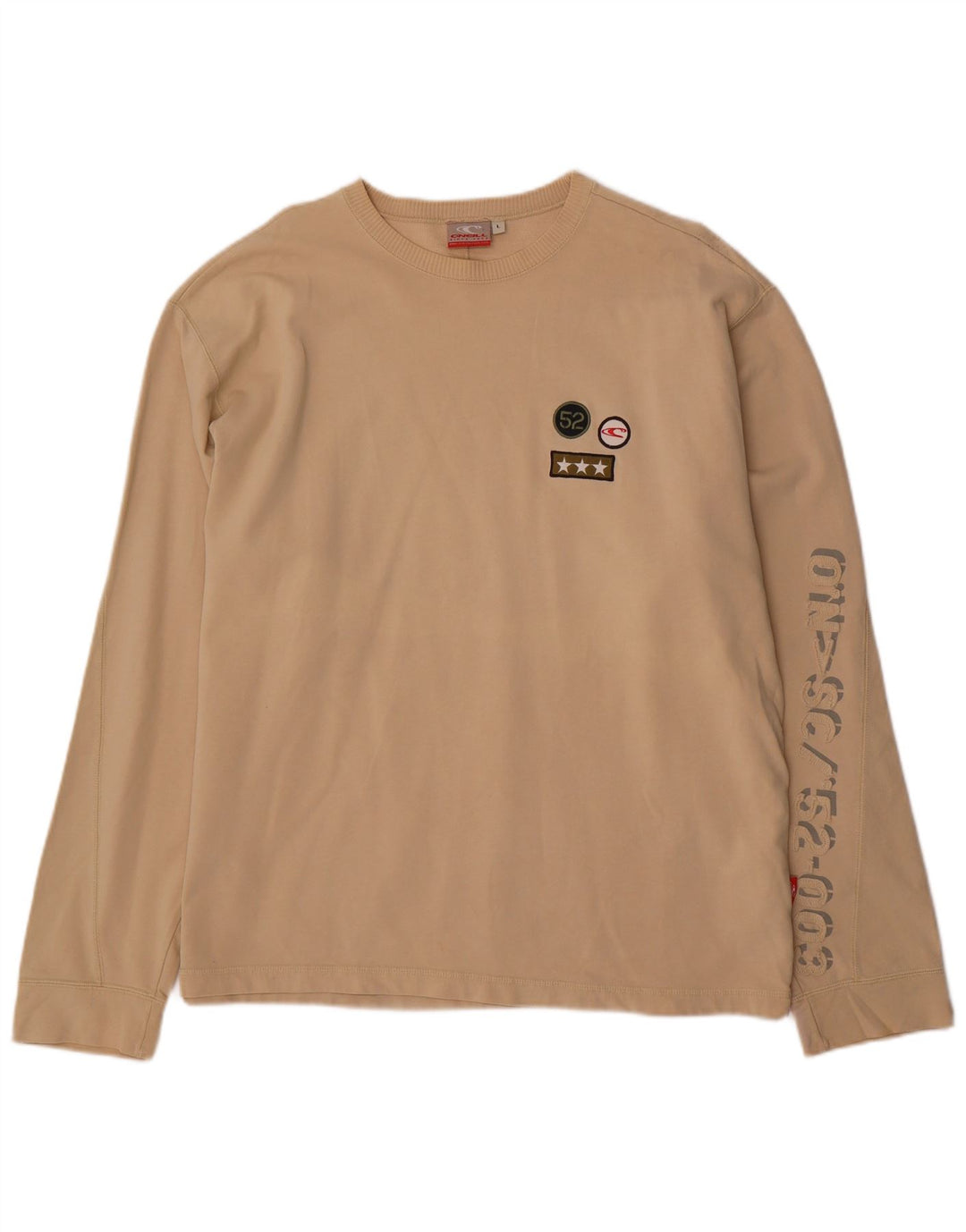 O'Neill Herren-Grafik-Oberteil, langärmelig, groß, Beige, Baumwolle