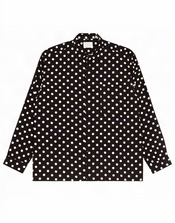 Vintage Mens Shirt XL Black Polka Dot Viscose