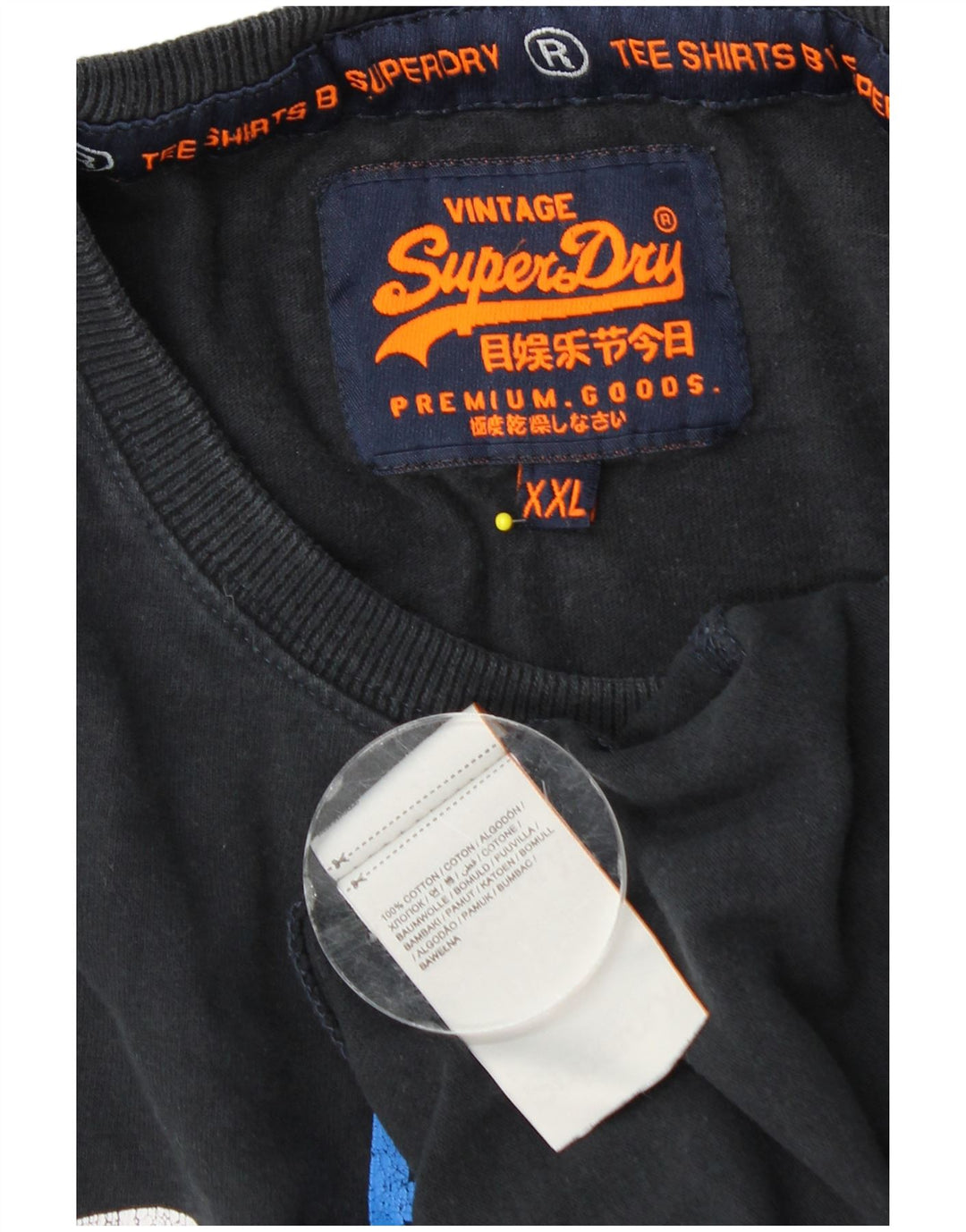 SUPERDRY Herren-Grafik-Oberteil, langärmlig, 2XL, Marineblau, Baumwolle