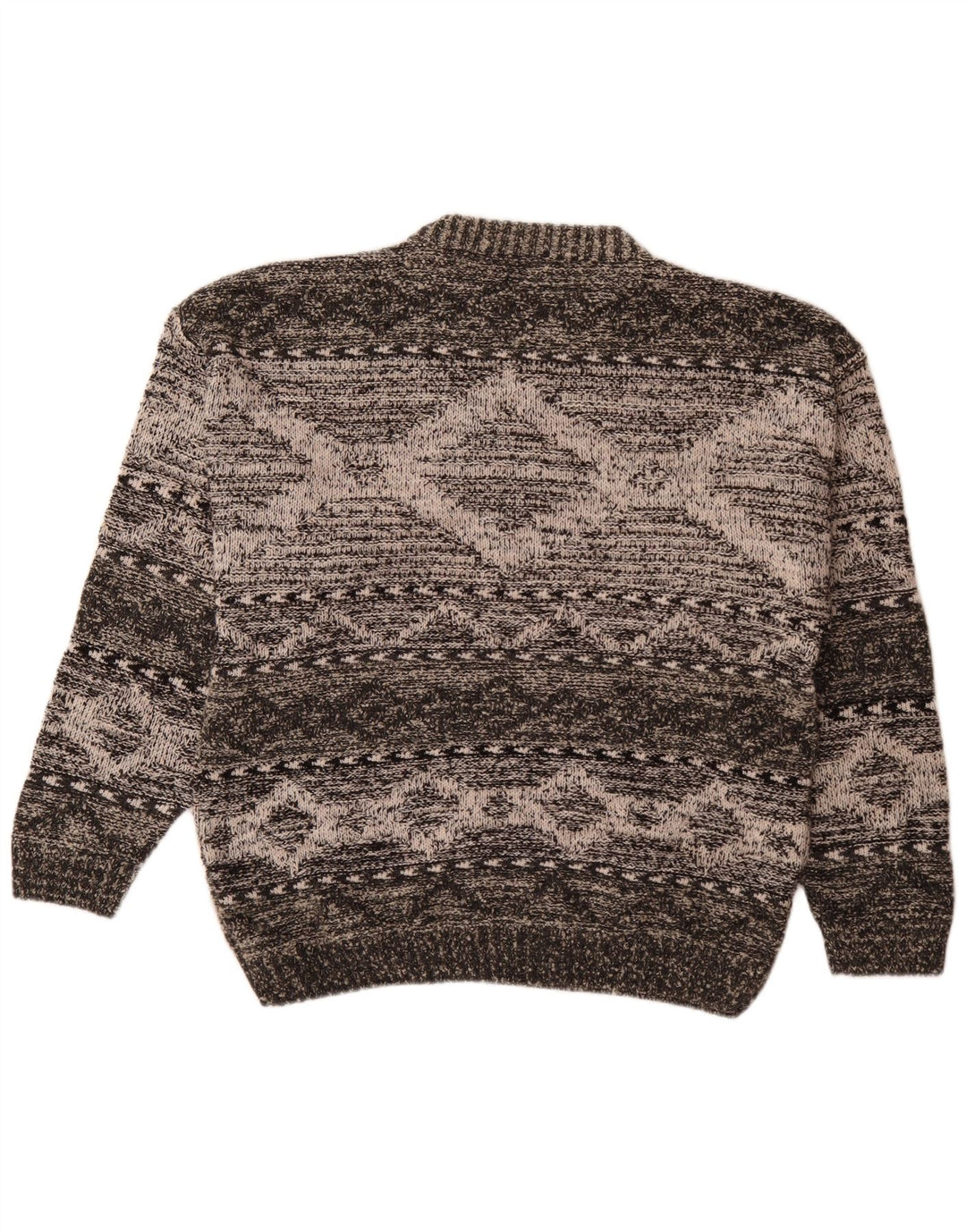 Vintage Herren Rundhalspullover Pullover XL Grau Geometrisch