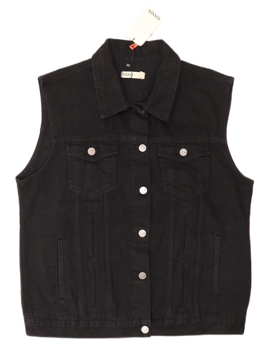 Oasis Damen Jeansweste UK 16 Large Schwarz Baumwolle