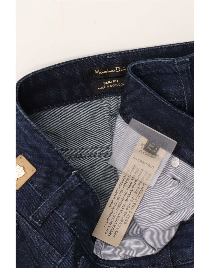 Massimo Dutti Damen Slim Jeans EU 38 Small W28 L27 Marineblau Baumwolle