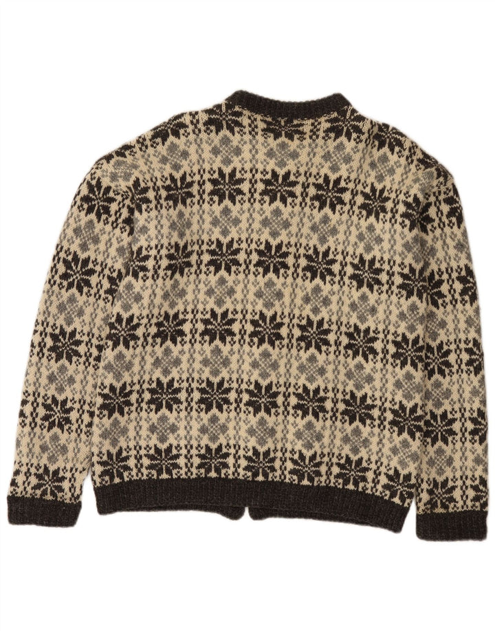 Vintage Herren Cardigan Pullover Klein Grau Fair Isle
