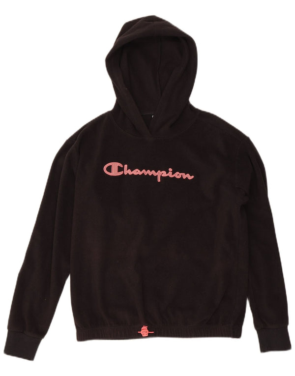 Champion Fleece-Pullover mit Kapuze für Mädchen, 13–14 Jahre, XL, Schwarz, Polyester