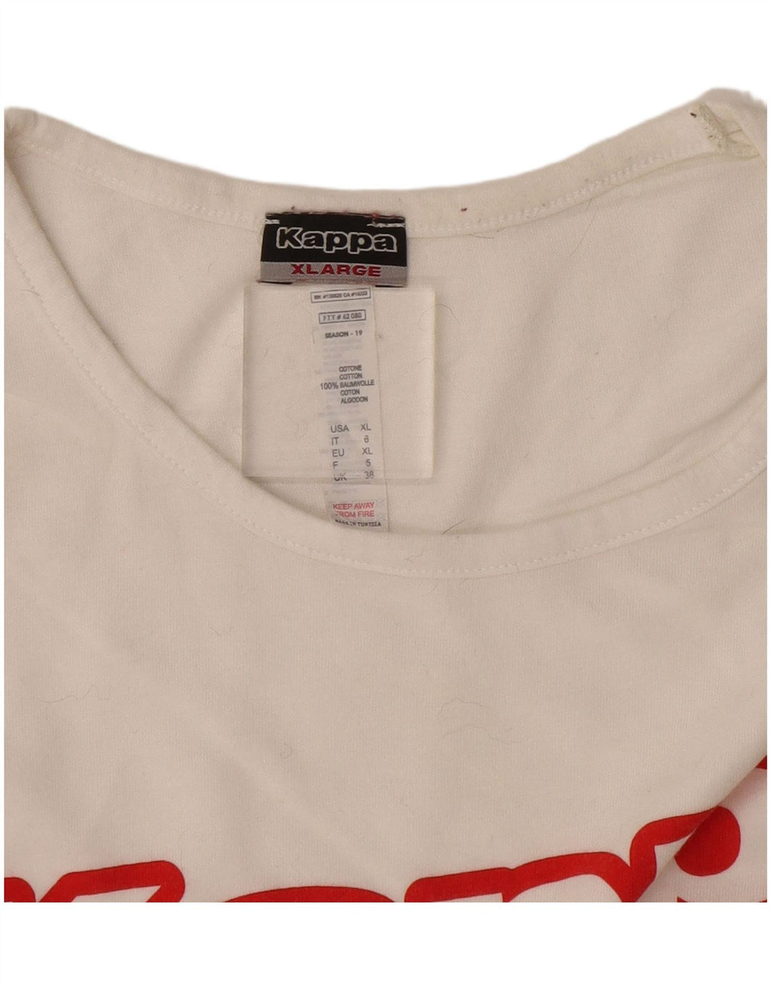 Kappa Herren Grafik-T-Shirt-Oberteil XL aus weißer Baumwolle