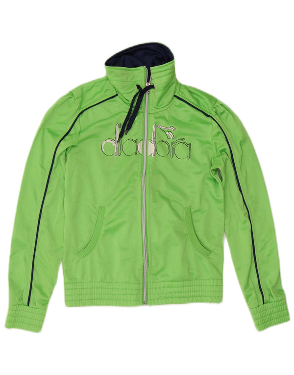 Diadora Jungen-Trainingsanzugoberteil mit Grafik, 11–12 Jahre, XL, grünes Polyester