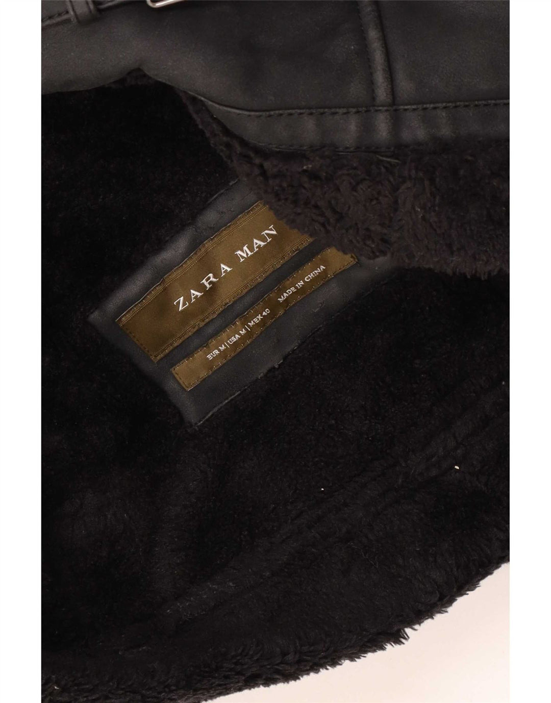 Zara Herren Shearling Jacke UK 38 Medium Schwarz