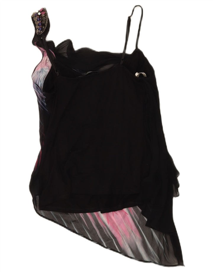 Karen Millen Damen Asymmetrisches Cami Top UK 10 Small Schwarz gestreift Viskose