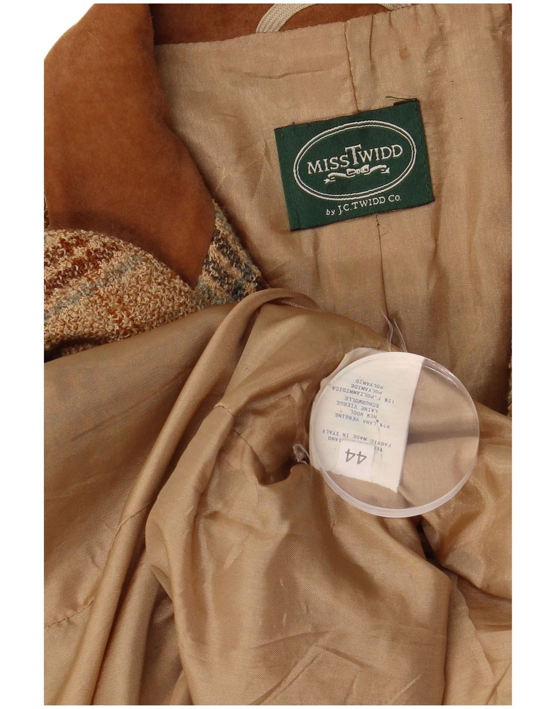 Misstwidd Damen-Blazer mit 3 Knöpfen, Größe IT 44, mittelbeige kariert