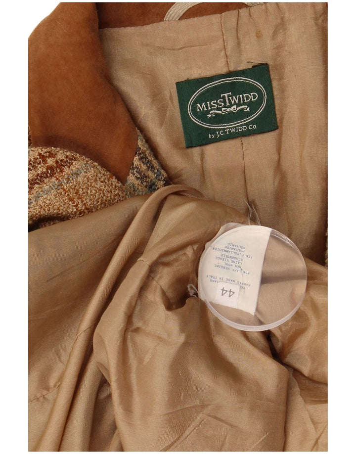 Misstwidd Damen-Blazer mit 3 Knöpfen, Größe IT 44, mittelbeige kariert