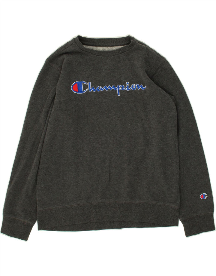 CHAMPION Boys Graphic Sweatshirt Jumper 15-16 Years Large  Grey Cotton Vintage Champion and Second-Hand Champion from Messina Hembry 