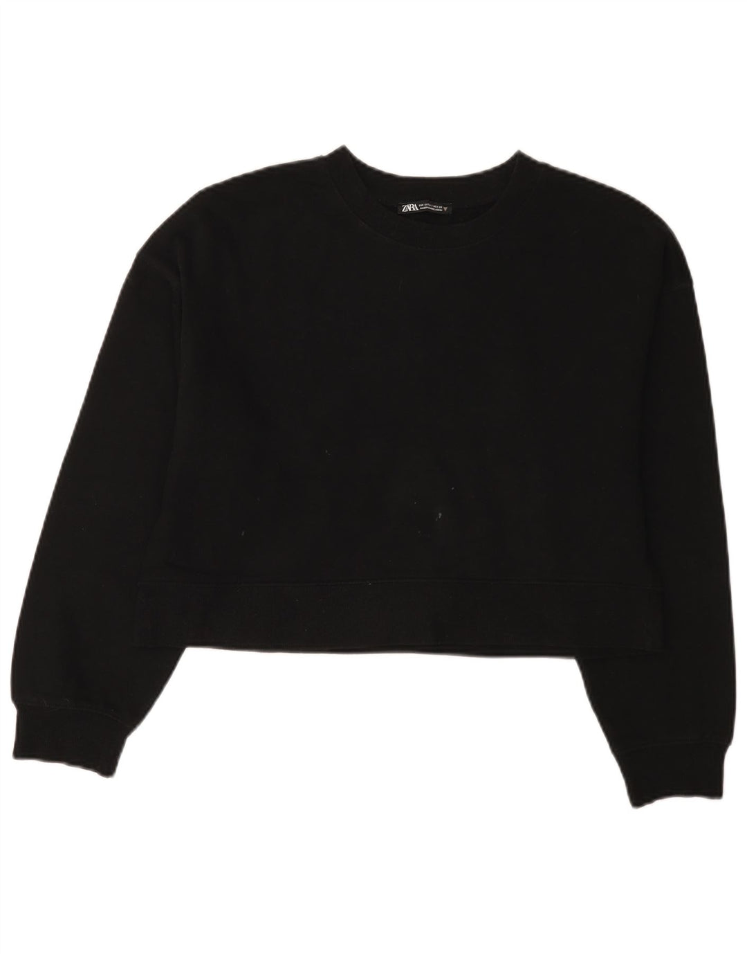 Zara Damen Crop Oversized Sweatshirt Pullover UK 10 Small Schwarz