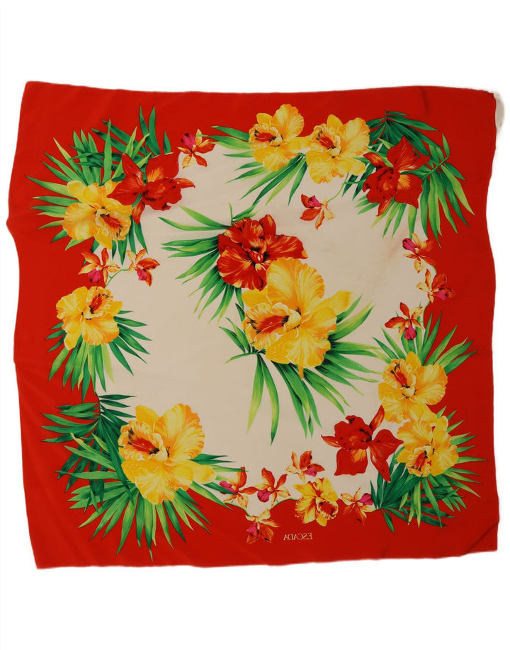 Escada Damen-Quadratschal, Einheitsgröße, rotes Blumenmuster