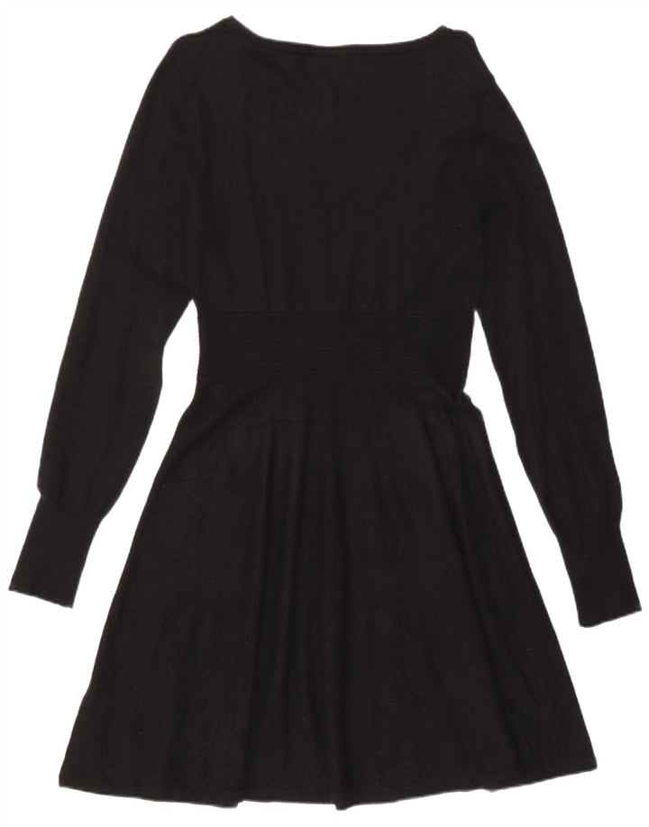 Oasis Langärmliges A-Linien-Kleid für Damen, UK 12, Mittelschwarz, Viskose
