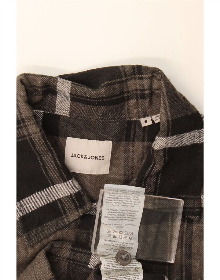 Jack & Jones Herren-Flanellhemd, klein, grau kariert, Baumwolle